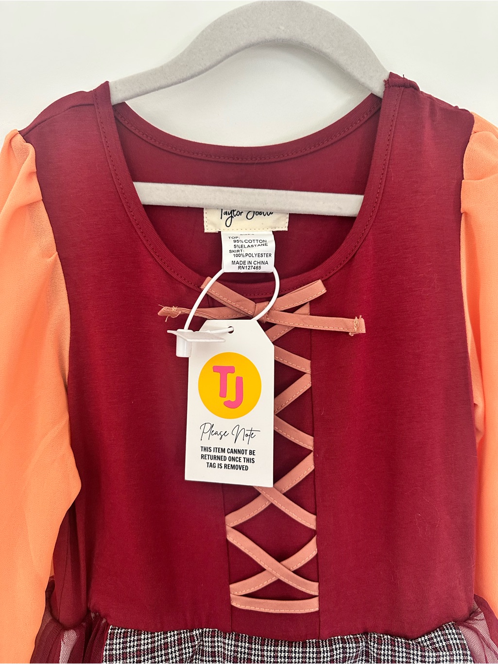 Nwt Taylor Joelle Mary Sanderson Hocus Pocus Witch Burgundy Peasant Dress 8 — image 6 of 8